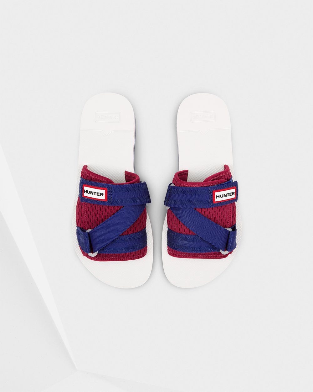 Chinelos Hunter Feminina Branco/Vermelhas/Azuis - Original Flatform Beach - 91FVCNUAH